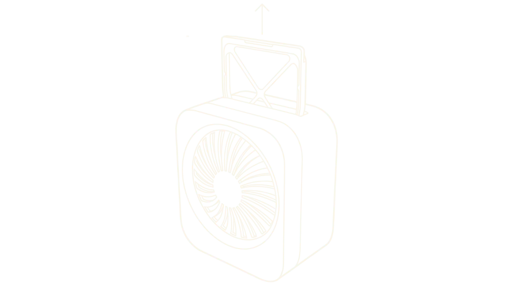 Line drawing of the flat cartridge being lifted back out of the sampler, an arrow pointing up.
